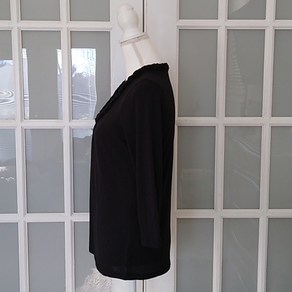 Talbots Petites Black Scoop Neck Blouse - Picture 3 of 10